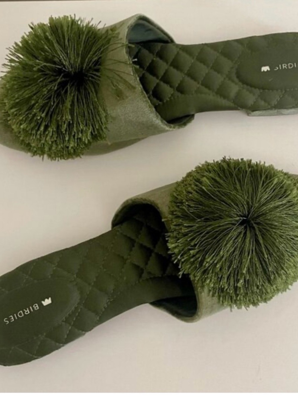 Birdies The Songbird Velvet Pom Pom Mules Size 7